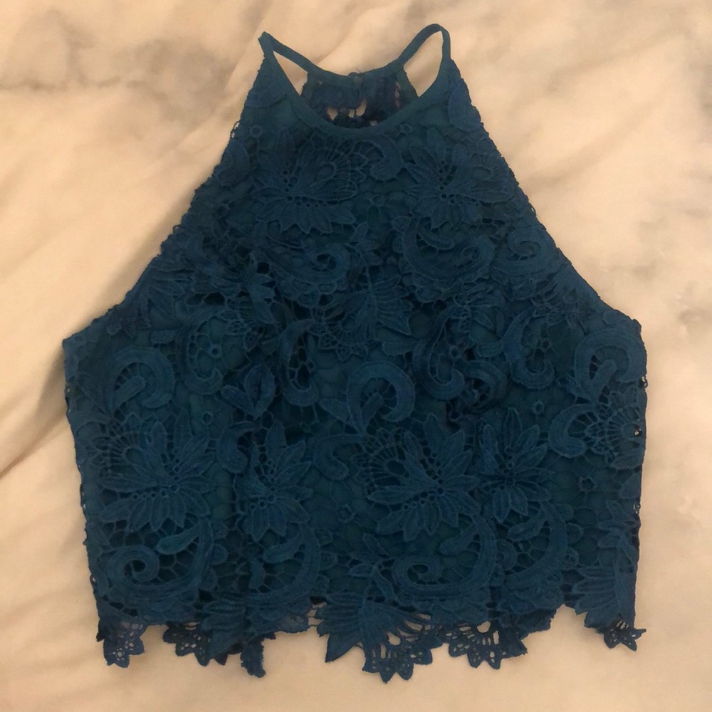 GUESS TEAL HALTER TOP